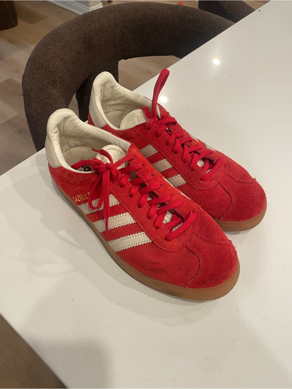 UNISEX adidas Originals Red Suede Sneakers with White Three-Stripes